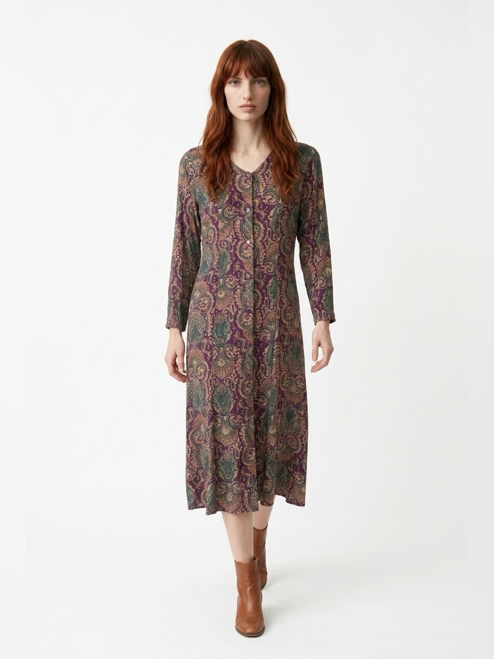 Vintage Paisley Midi Dress